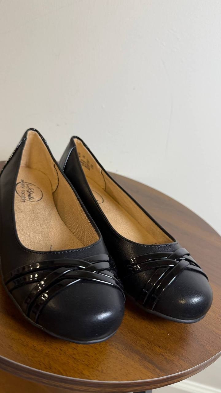 LifeStride Aliza Flats 5.5M Black Synthetic Slip‑On Round Toe NIB msrp$69.99