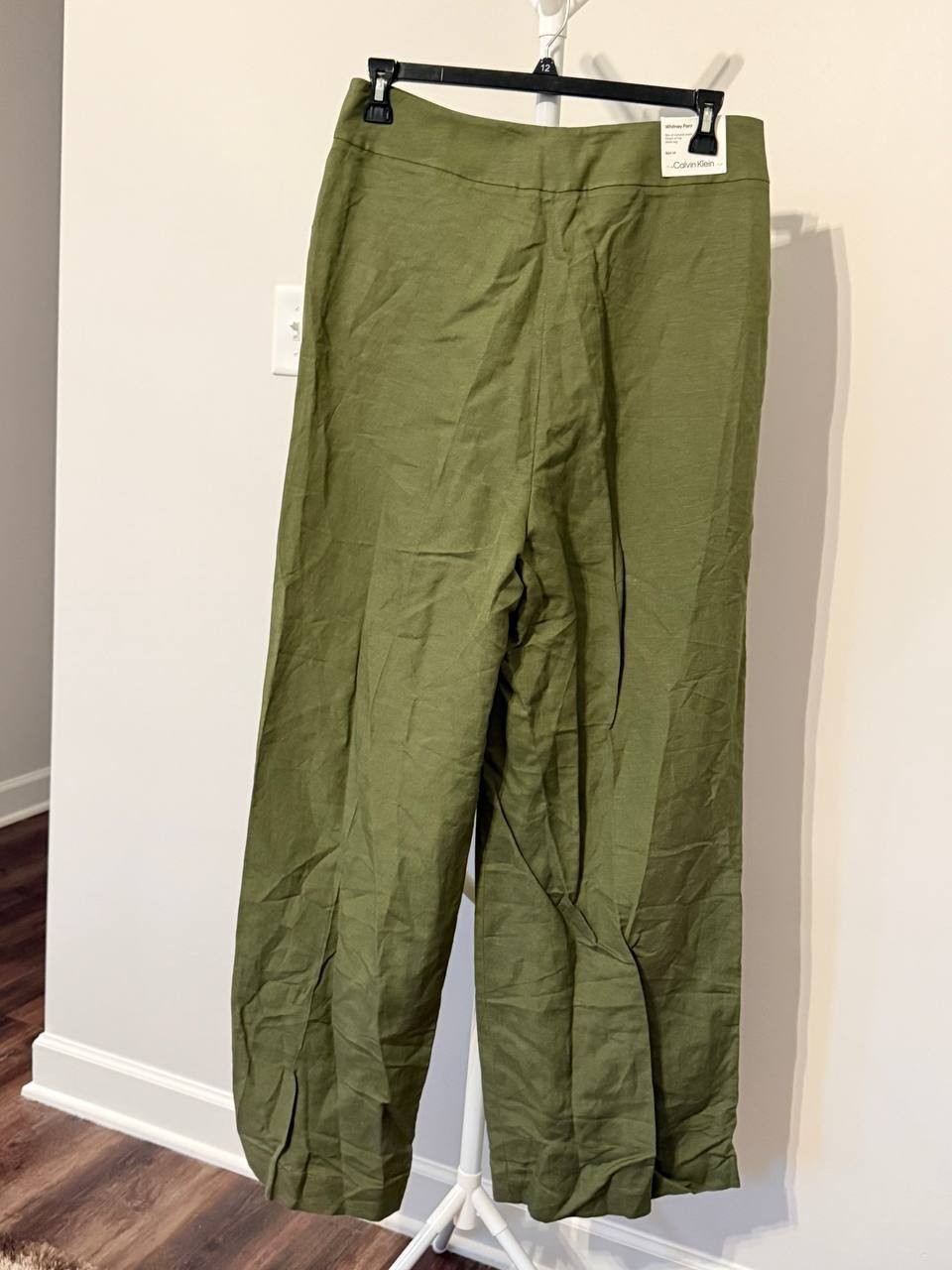 Calvin Klein Petite High‑Rise Wide‑Leg Pants – Olive Green – Size 14 – NWT