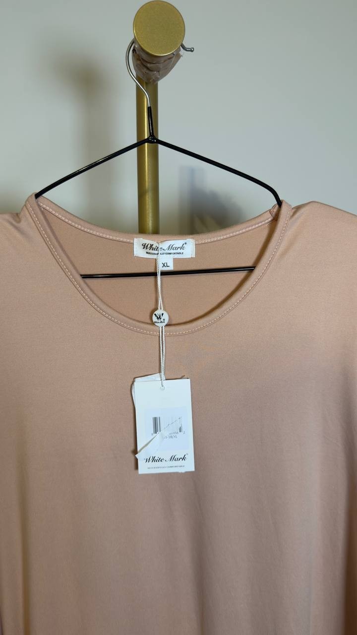 White Mark Women’s Crew Neck T‑Shirt Dress Rose Gold XL NWT $80