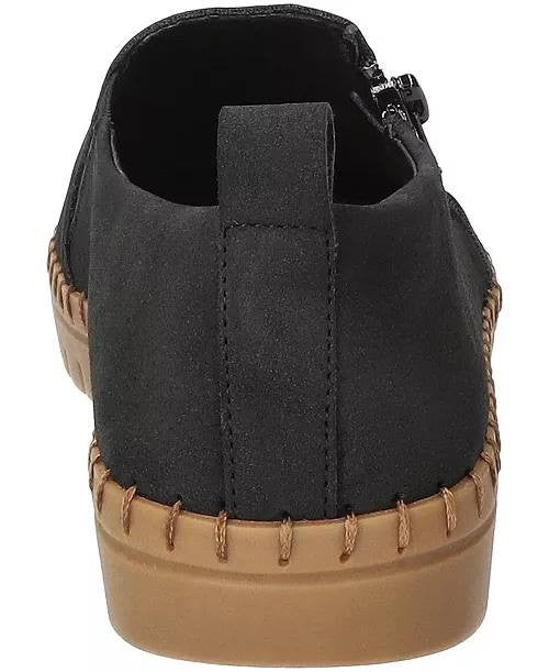 Easy Street Astoria Flats 7M Black Zip‑Up Comfort Stretch Round Toe NIB msrp$65