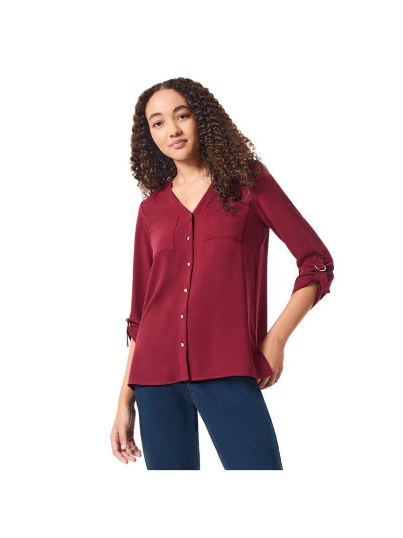 Jones New York Tunic Button‑Down Blouse – L – Red – NWT