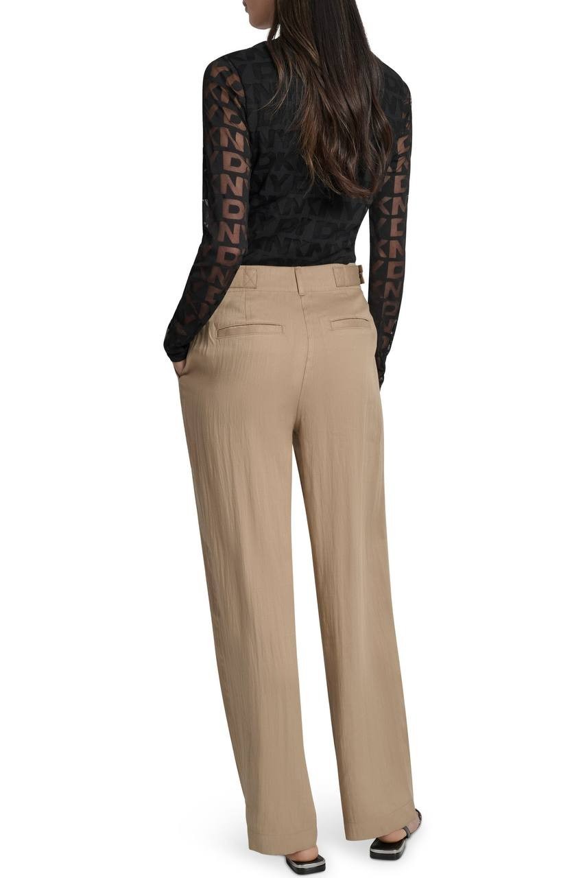 DKNY Weathered Twill Pleated Pants Travertine 12 NWT $99