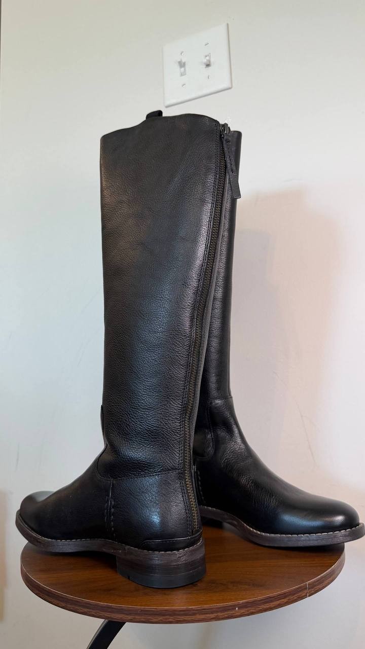 Franco Sarto Meyer Knee High Riding Boots Black 7.5M Leather $275 NWB
