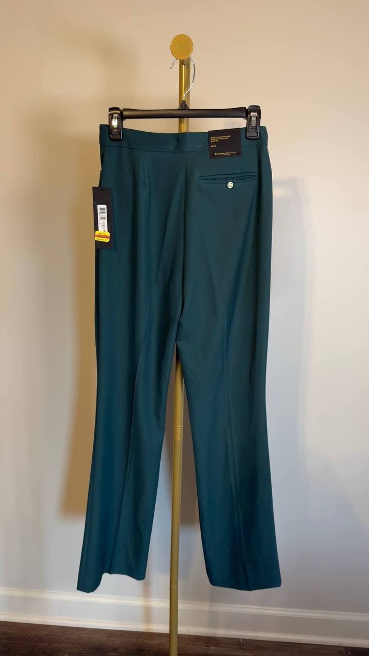 Donna Karan NY Straight‑Leg Pants Dark Green 0 NWT $109