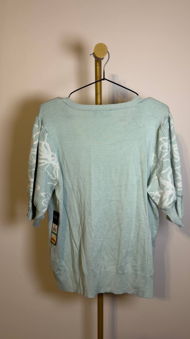 Karl  Lagerfeld  Paris  Women’s  Floral   Sweater  Fresh  Mint  L  NWT  $89