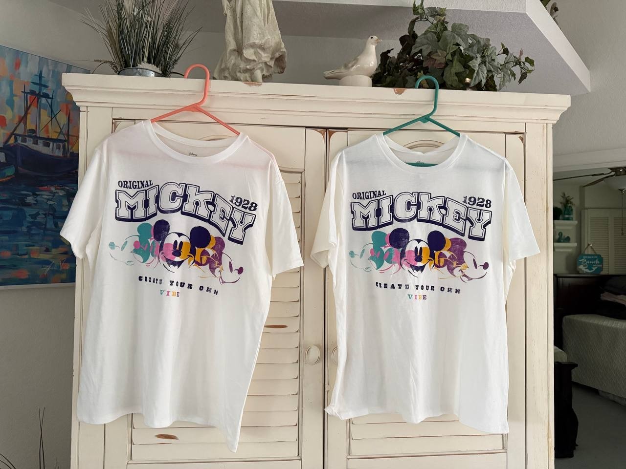 Disney Mickey Mouse Graphic Tee - Lot of 2, Women's Size L, White Cotton