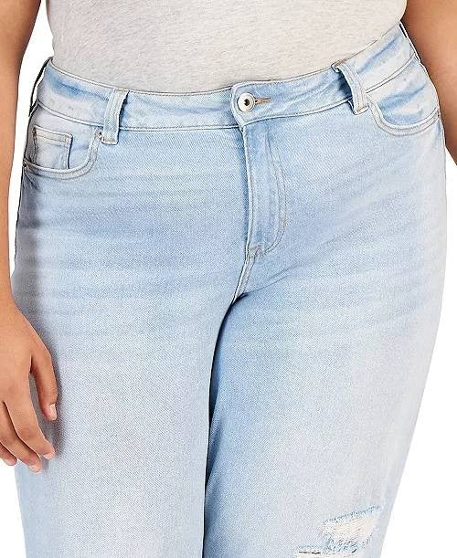 Celebrity Pink Plus-Size Girlfriend Jeans Light Wash Cuffed Distressed