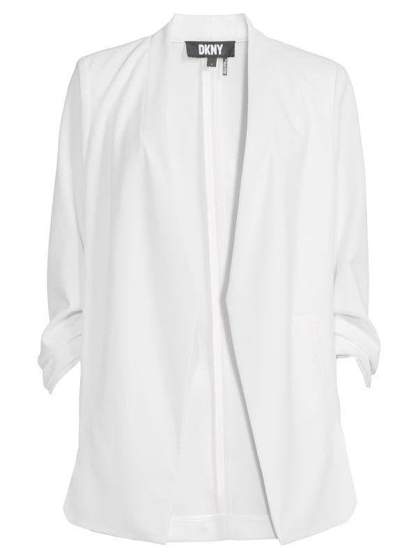 DKNY Women's White Solid Foundation Blazer XL Good Pre-Owned Condition