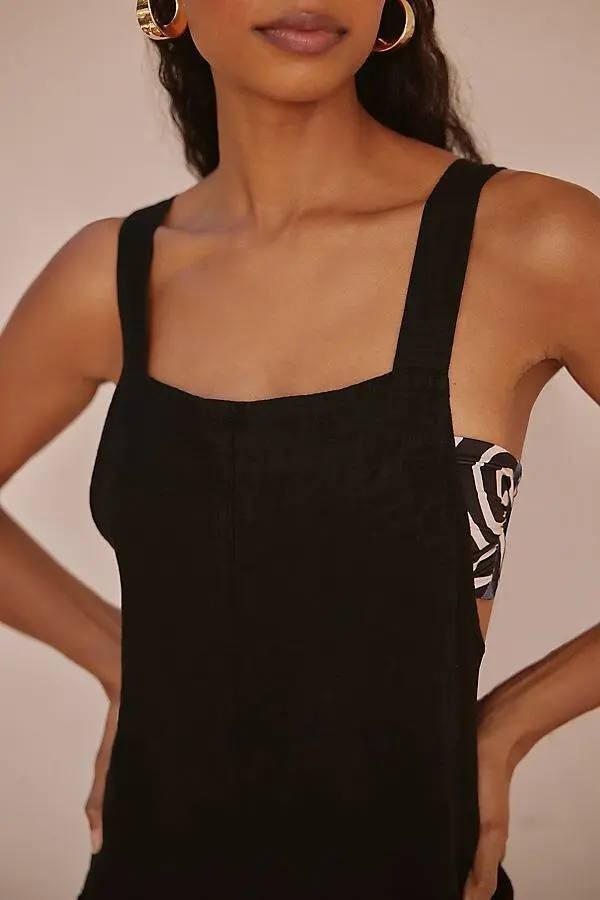 Sanctuary Linen Cotton Jumpsuit Black XL NWT $89