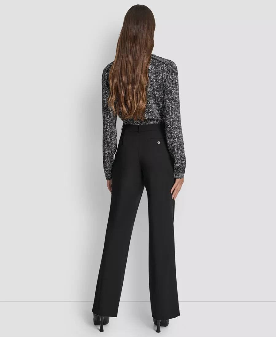 DKNY Modern Fit Flat‑Front Trousers – Size 16W – Black – NWT