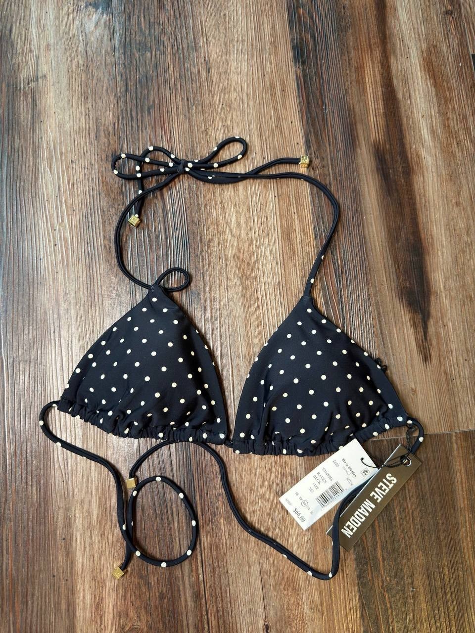 Steve Madden Triangle Swim Top Raven Black MD NWT $66