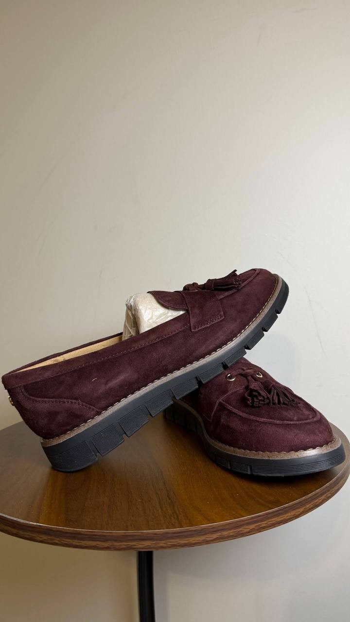 Easy Spirit Vienne eFlex Tassel Slip‑On Loafers Dark Red Suede 8M NWB MSRP $109