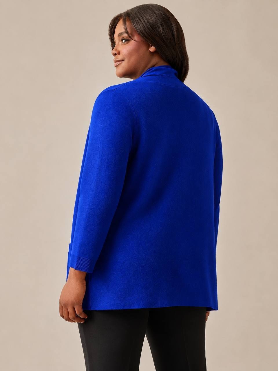 Kasper Open‑Front Cardigan – Blue – Long Sleeve – Pockets – NWT