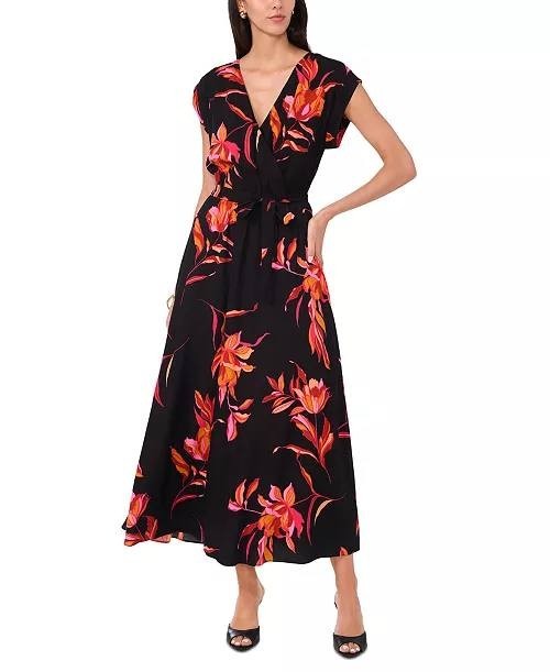 Sam & Jess Printed Faux‑Wrap Maxi Dress – Size L – NWT – $89