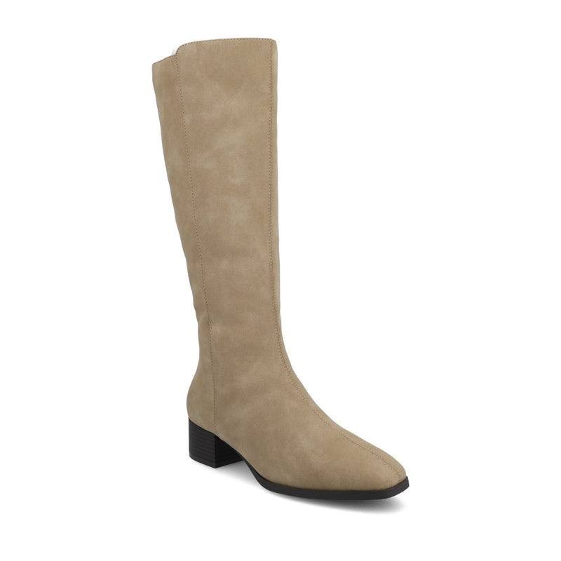 Journee Devri Boots 6.5M Greige Vegan Leather Knee‑High Zip NIB msrp$79.99