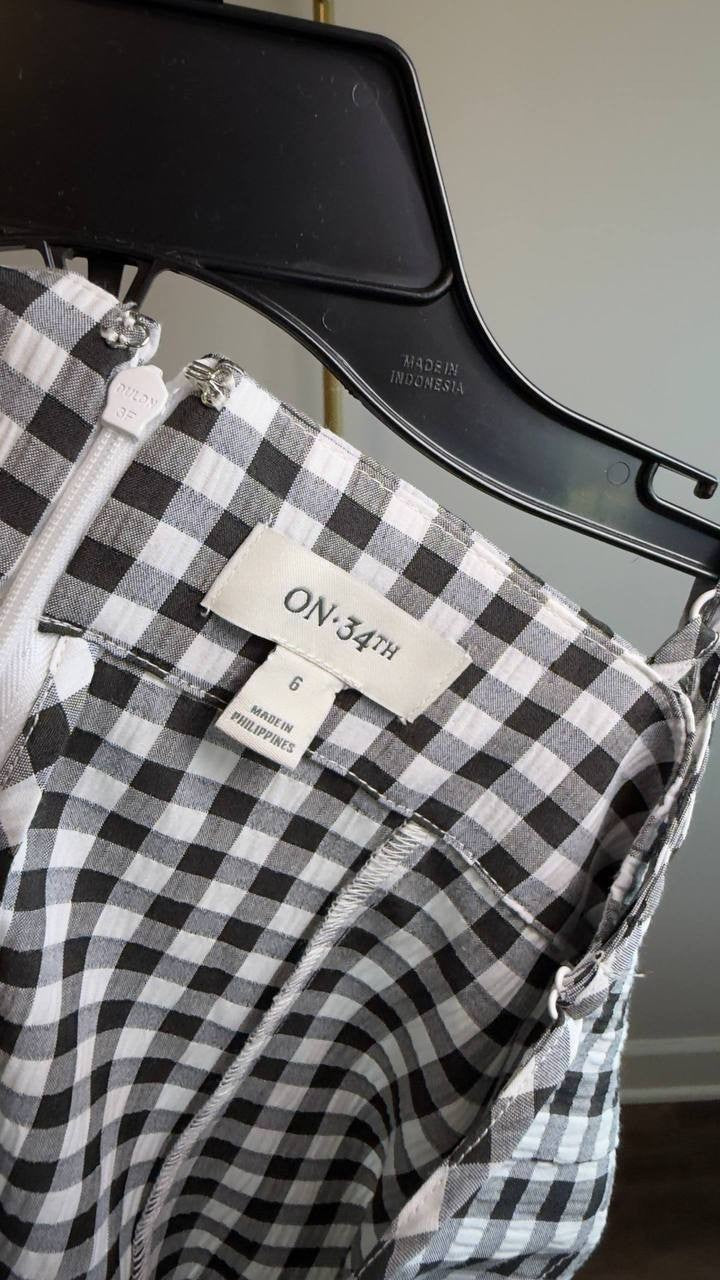On 34th Mommy & Me Gingham High‑Low Midi Dress Black/White 6 NWOT $69.50