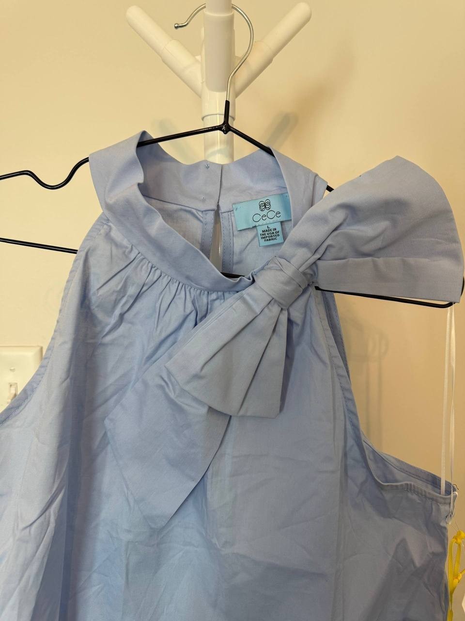 CeCe Bow‑Shoulder Sleeveless Top – Light Blue – Size L – NWT – $69