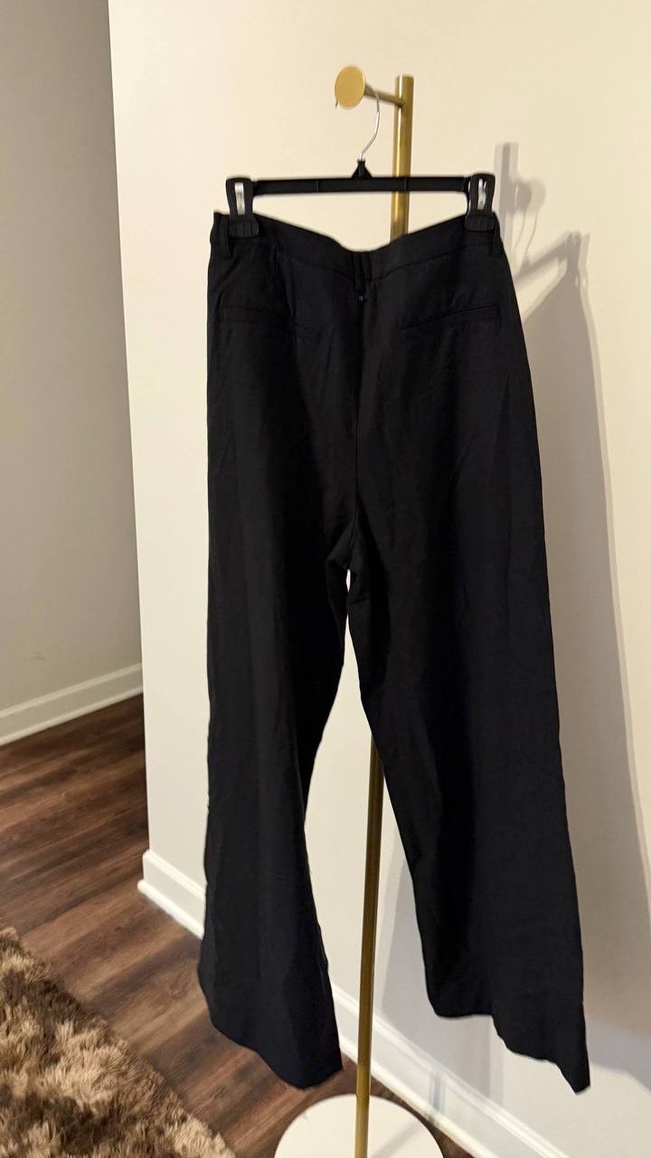 Adrienne Landau Black Wide Leg Knit Pants Size 8 NWT Elegant Style Spring Fall