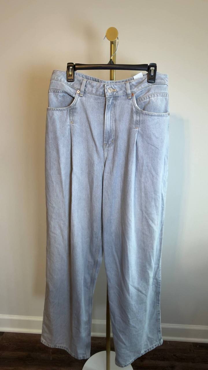 BOSS Orange Slouchy Pleated Wide‑Leg Denim Pants Charcoal 31 NWT $198