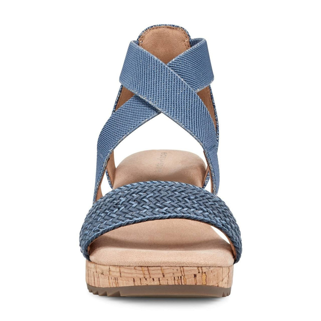 Easy Spirit Lorena Wedge Sandals Denim Women’s 5M Elastic Straps NWB $89