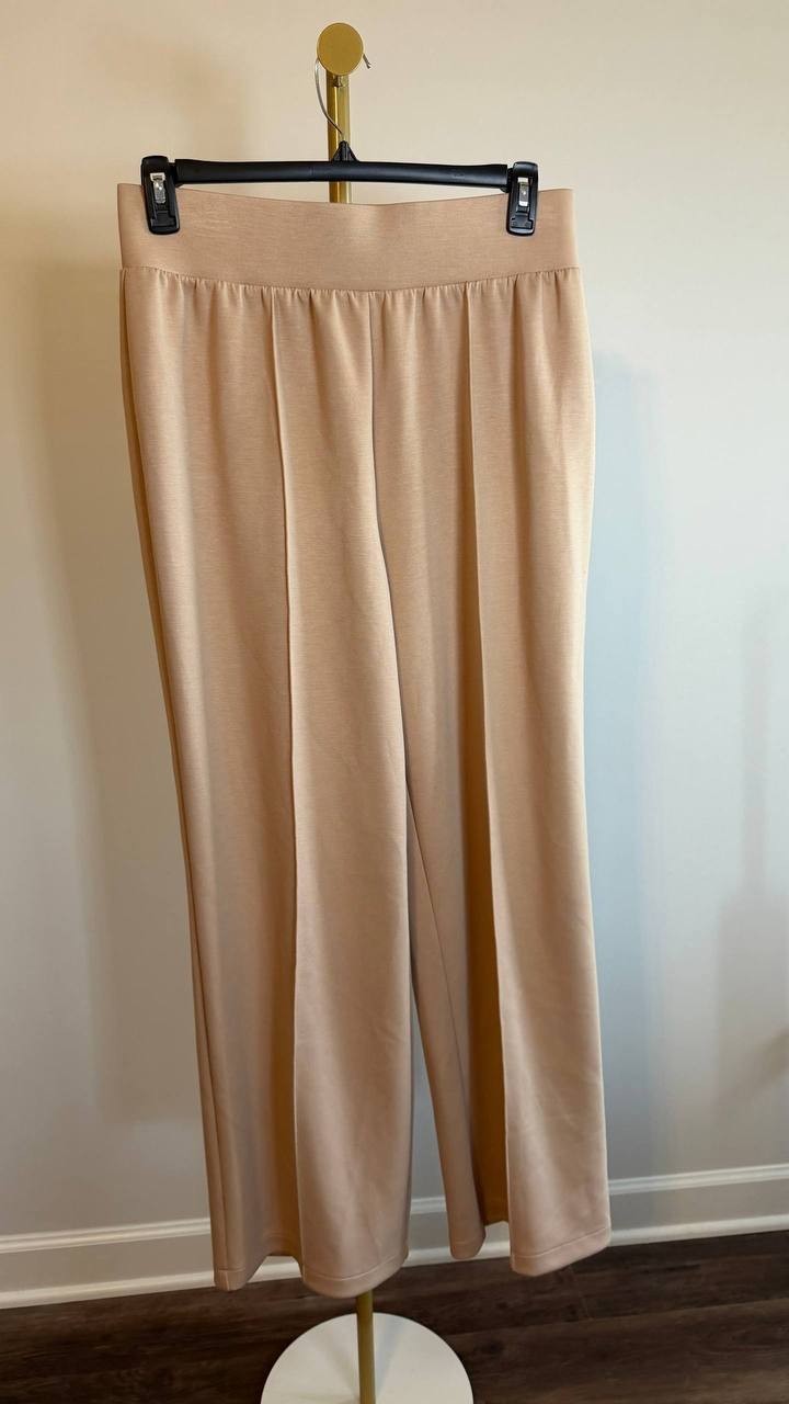 Three Dots Women’s Mariam Pant Light Taupe Pull On Straight Leg Size XL NWOT $88