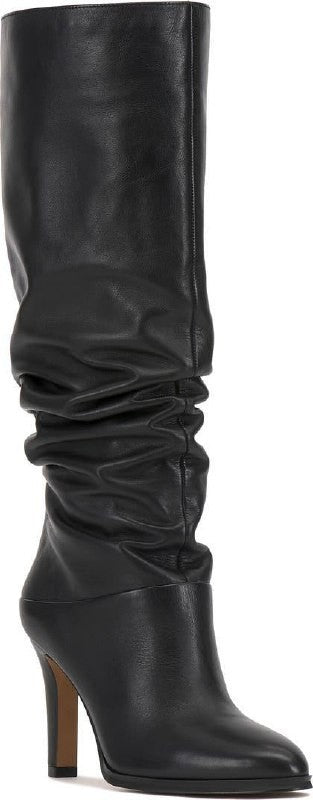 Vince Camuto Sorina Boots 9.5M Black Leather Tall Almond Toe New In Box msrp$269