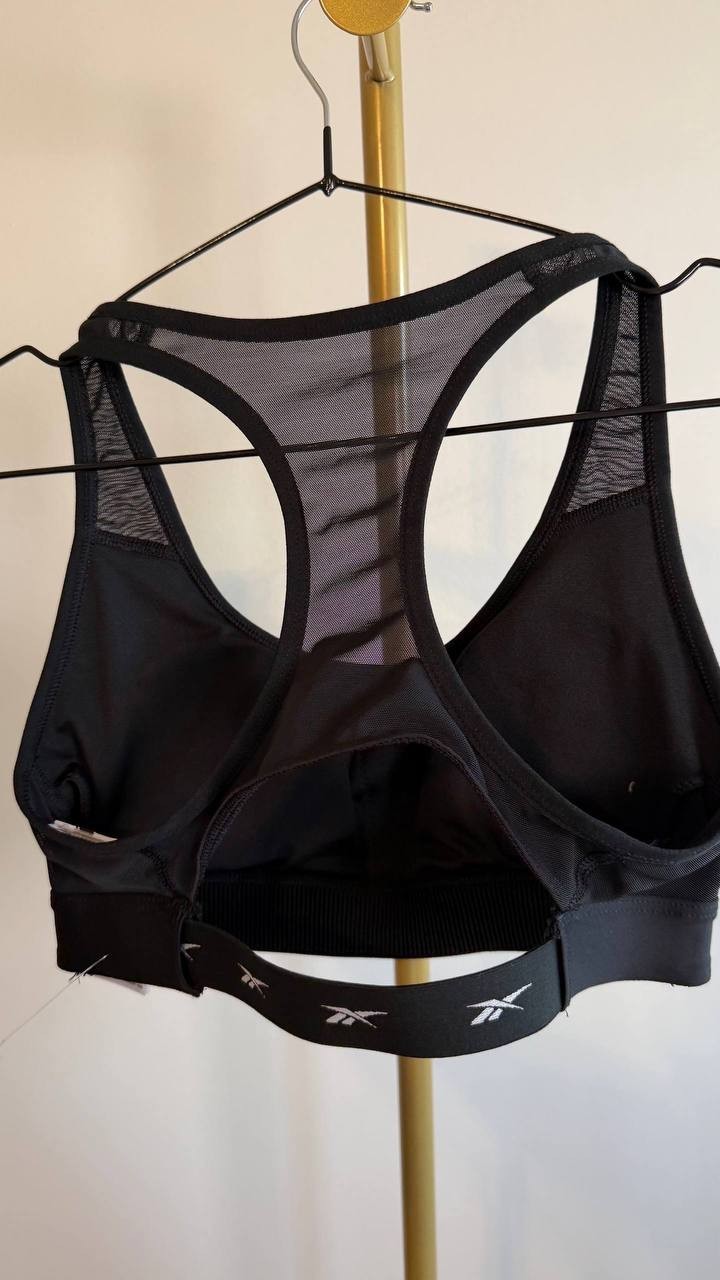Reebok Women’s Lux Vector Racer Sports Bra Black S $40 NWT