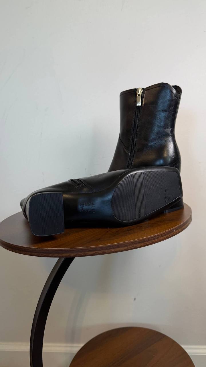 Naturalizer Christine Dress Bootie Black 8M Leather Square Toe $190 NWB