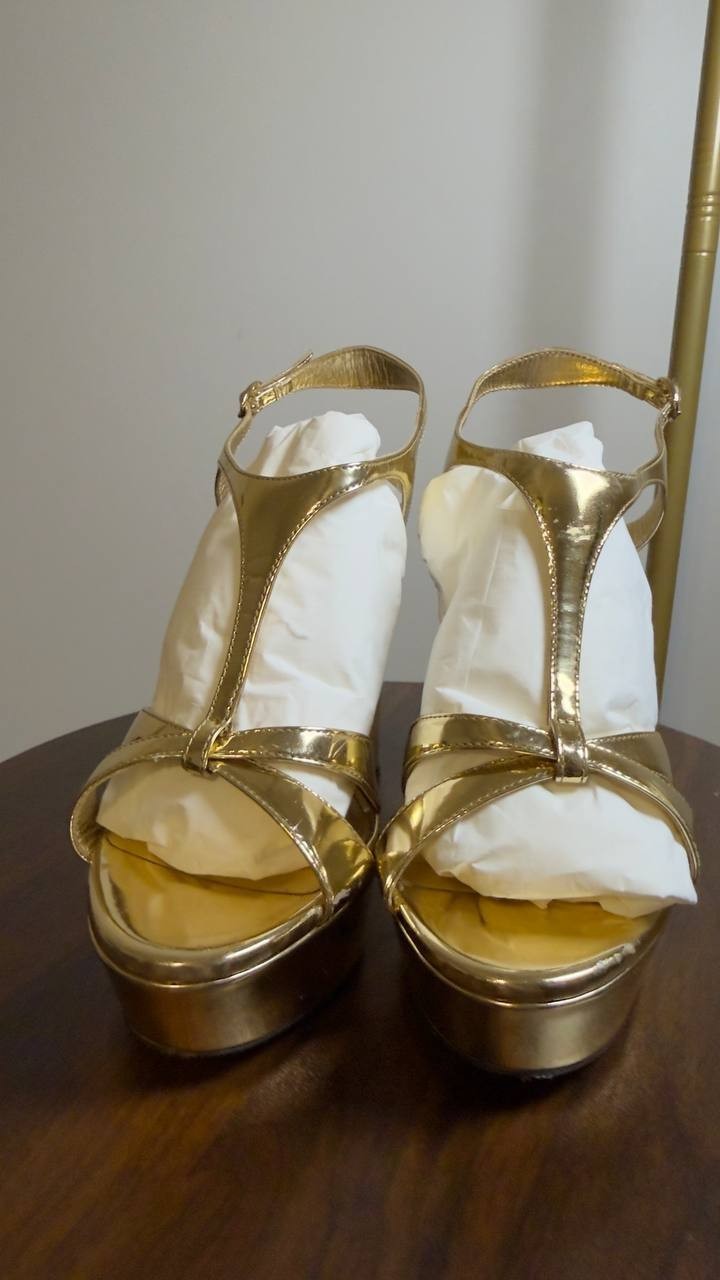 Jimmy  Choo  Platform  Sandals  Gold  37.5