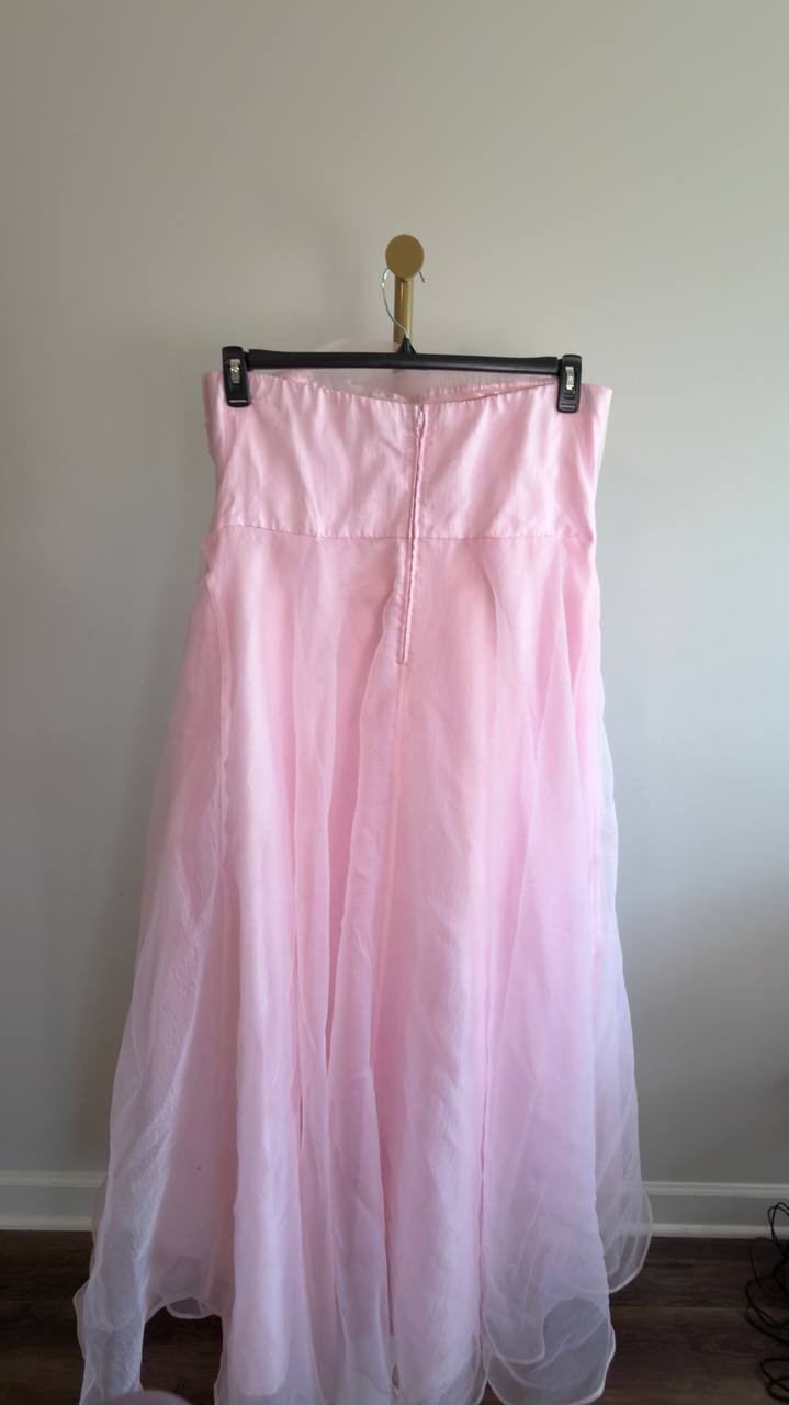 B Darlin Juniors’ Asymmetric Drape Strapless Ball Gown Light Pink 18W NWT $129