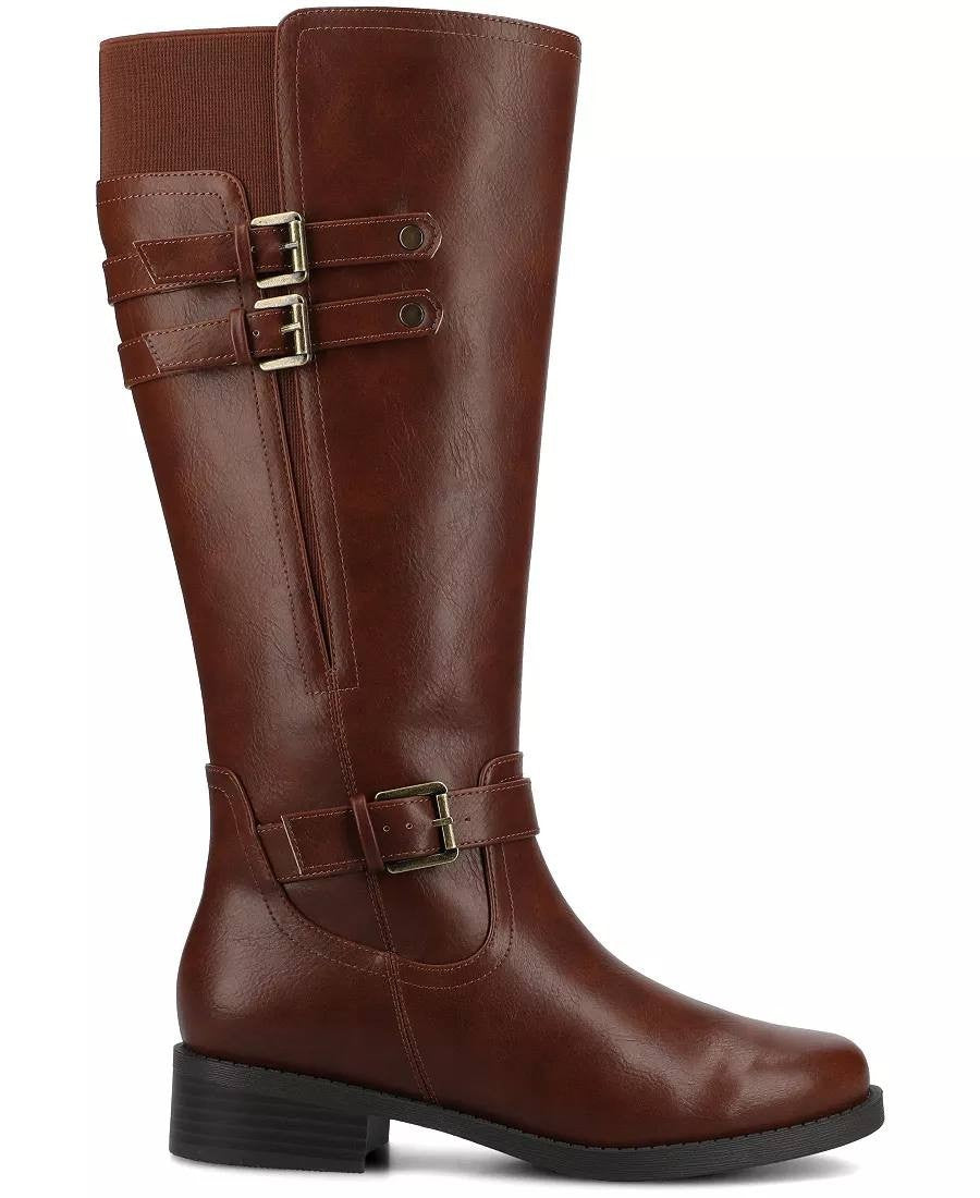Journee Sonny Boots 10M Cognac Polyurethane Knee‑High Round Toe NIB msrp$122
