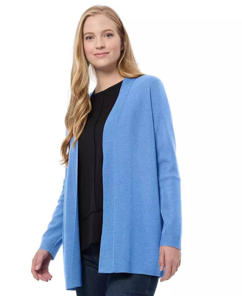 Jones New York Women’s Blue Open-Front Ribbed-Edge Cardigan Size L NWOT $89.50