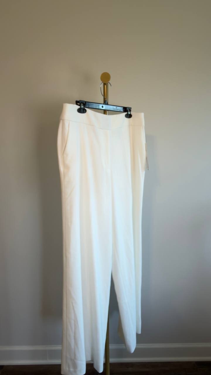 Calvin Klein Wide-Leg Pants Cream 14 NWT $109