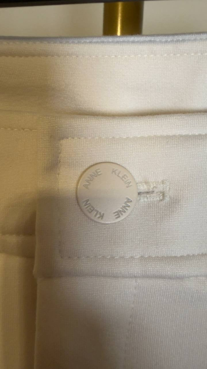 Anne Klein Women’s Flat Front Straight‑Leg Pants White Dove 10 NWOT $89