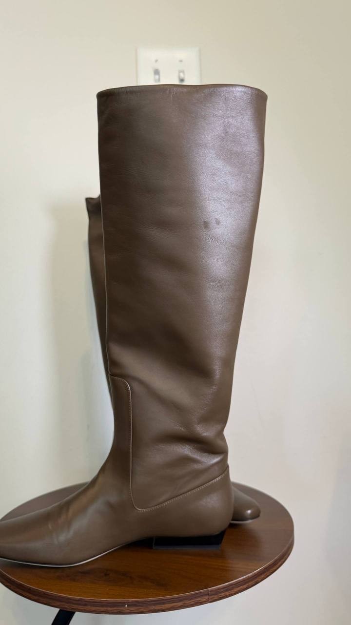 Staud Truffle Leather Flat Boots 36 New in Box MSRP $495