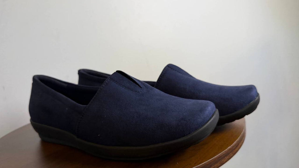Easy Spirit Arlie Flats 7.5M Dark Blue Textile Slip‑On Lightweight NIB msrp$69