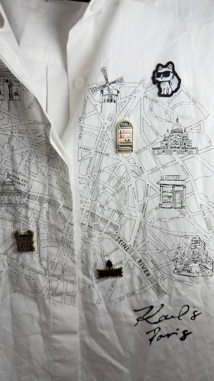 Karl Lagerfeld Paris Whimsy White Poplin Shirt White S NWOT Damaged $119