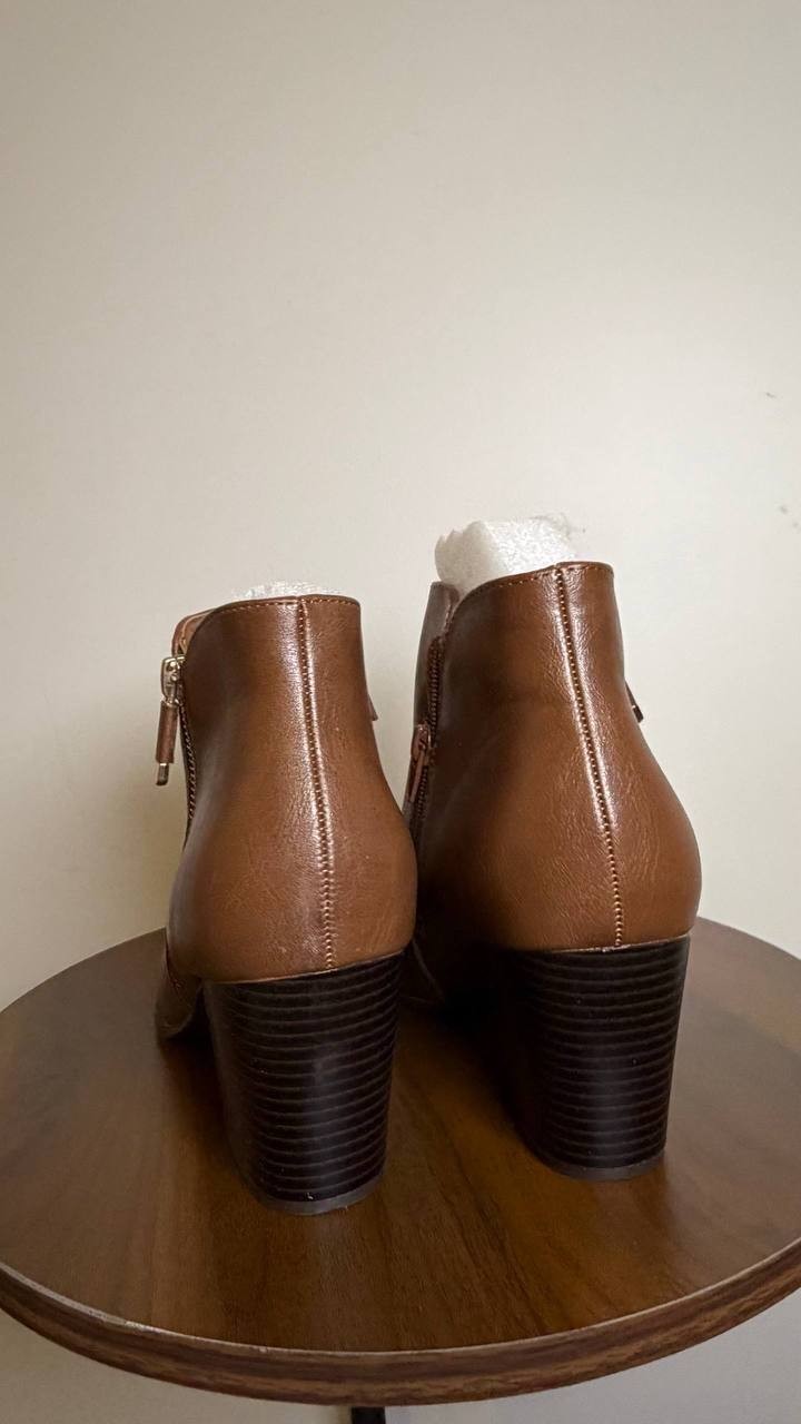 Style & Co Ankle Booties 9M Cognac Man‑Made New (No Box) MSRP $80