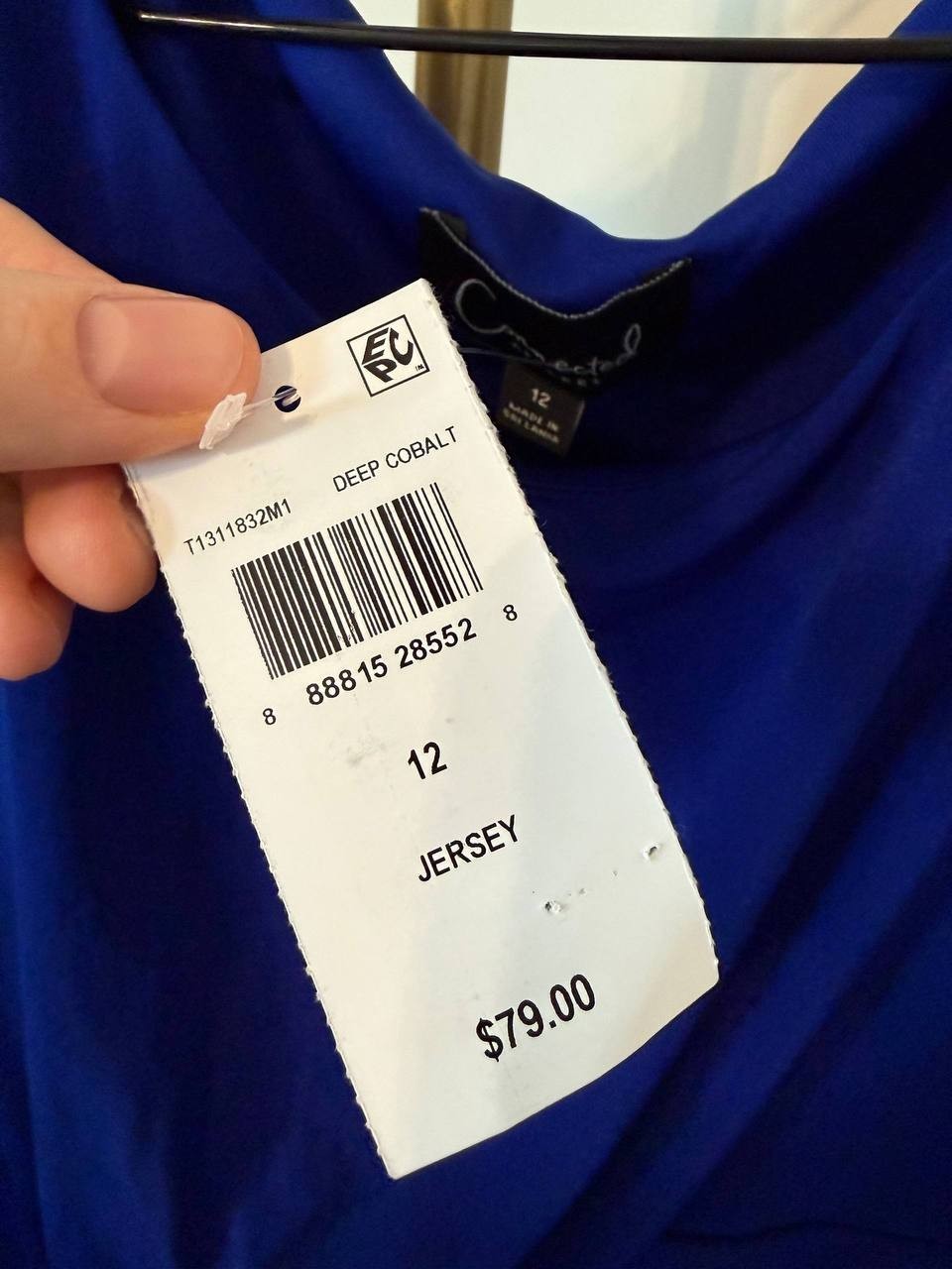 Connected Apparel Draped Sheath Dress Deep Cobalt SIZE12 NWT Elegant MSRP$79