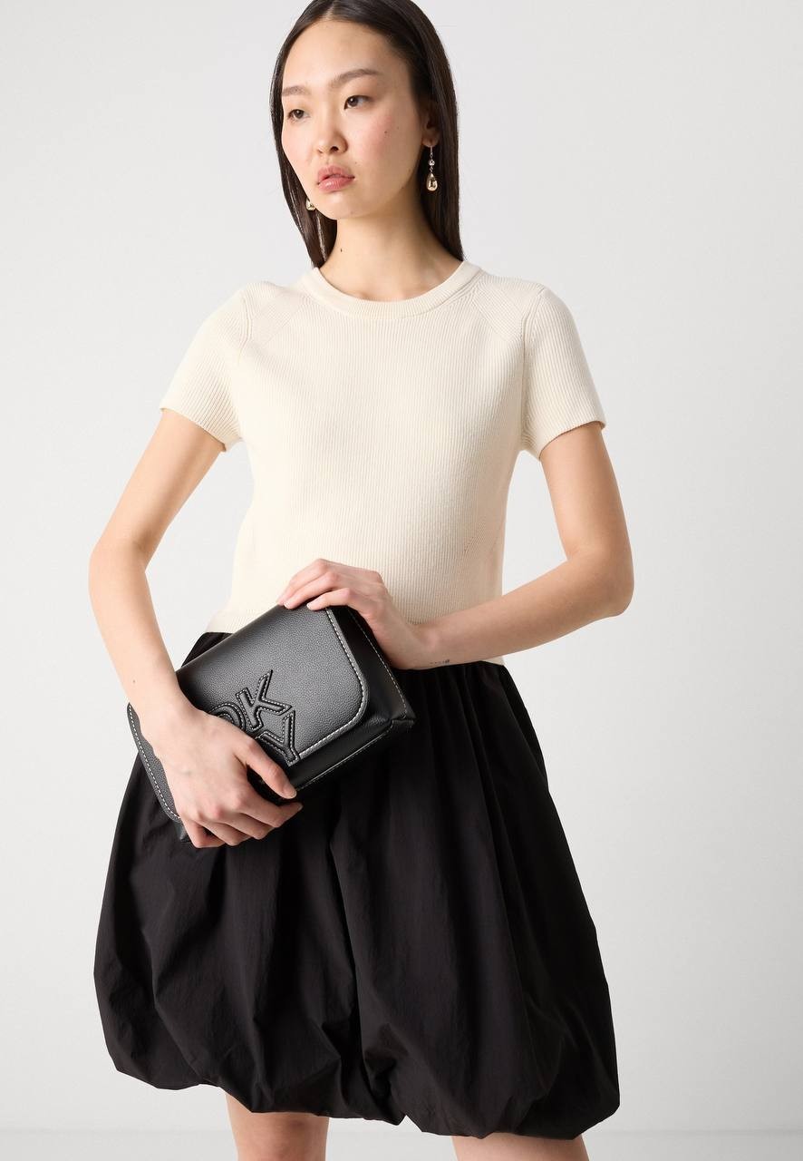 DKNY Mix Media Bubble Dress Coconut/Black Size XL NWT $139