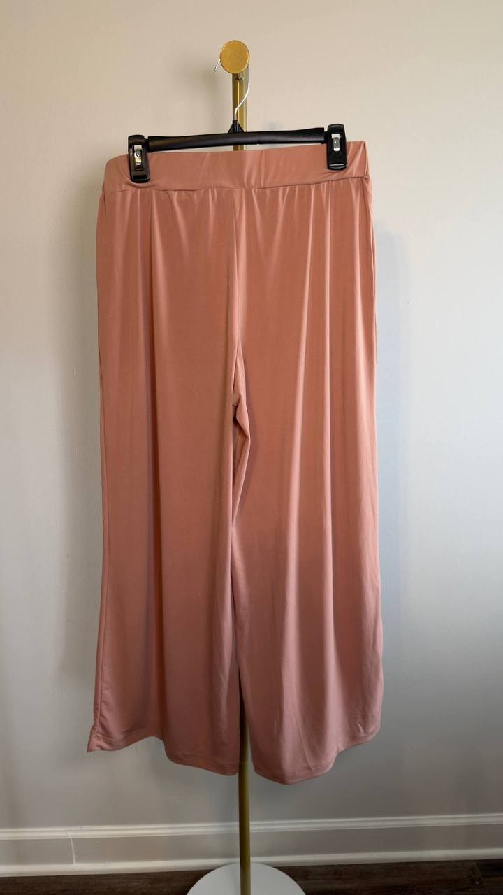 NY Collection Petite Pull‑On Wide‑Leg Palazzo Pant Camel PL NWT $44