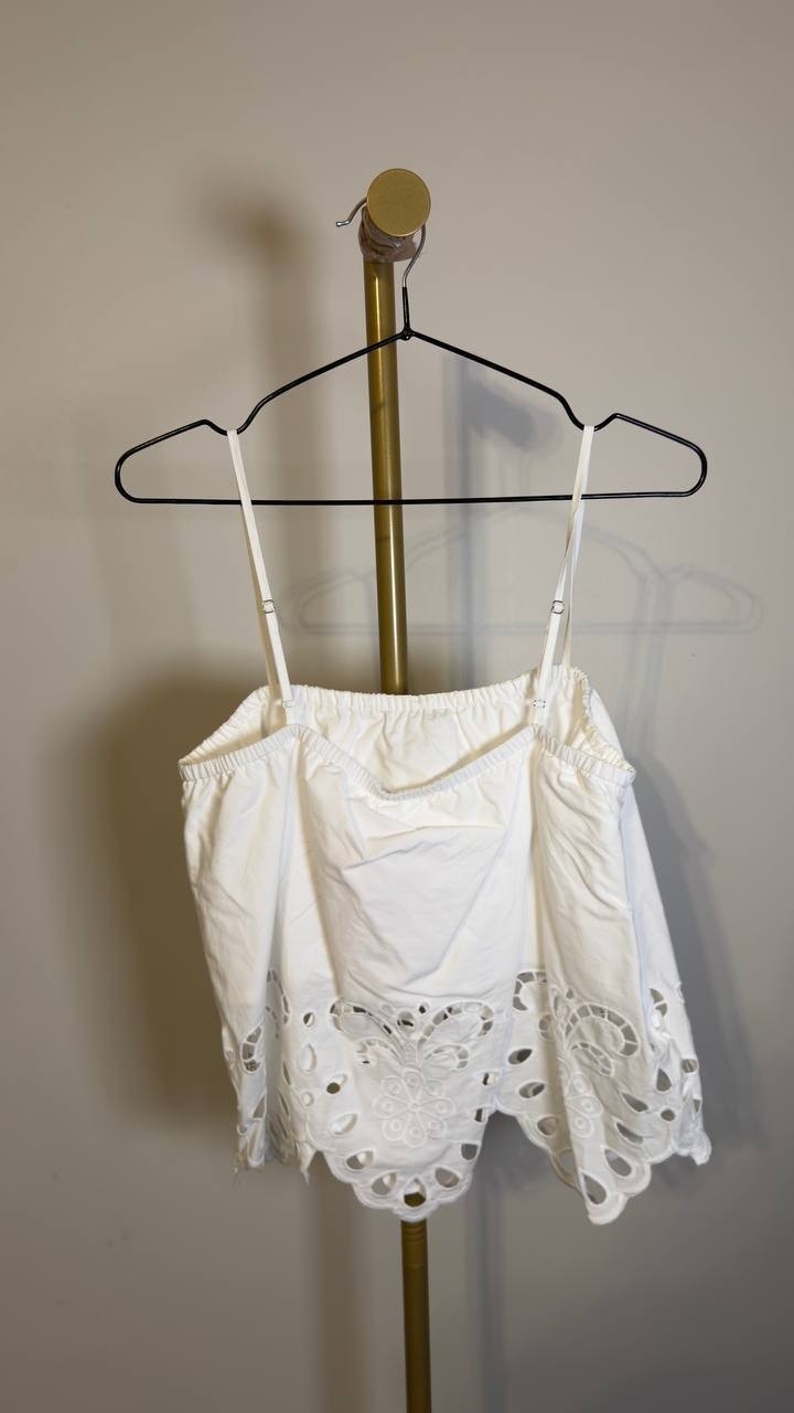 Avec Les Filles Eyelet Embroidered Bandeau Top White S NWT $108