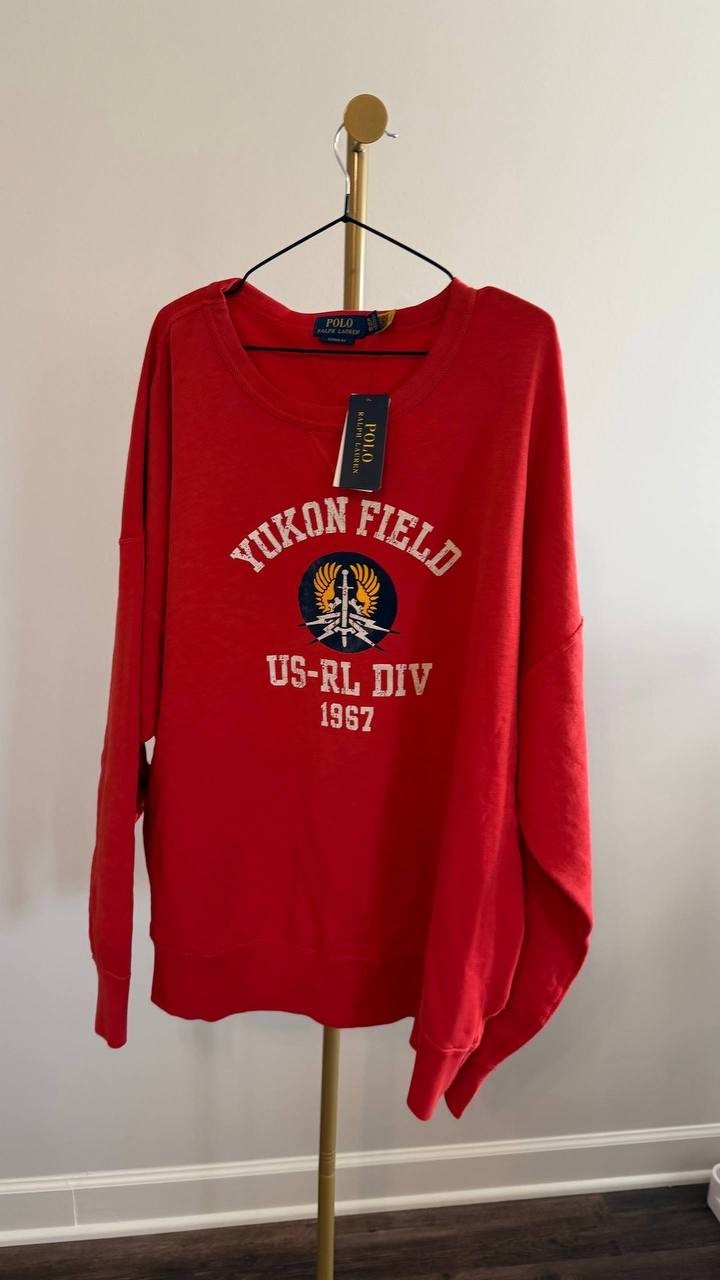 Polo Ralph Lauren Vintage Fit Fleece Graphic Sweatshirt Red XL NWT MSRP $228