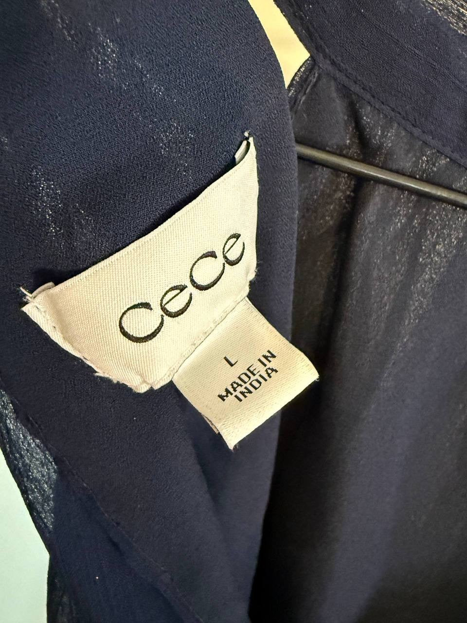 CeCe Sleeveless Halter‑Neck Blouse – Navy – Size L – NWOT – $69