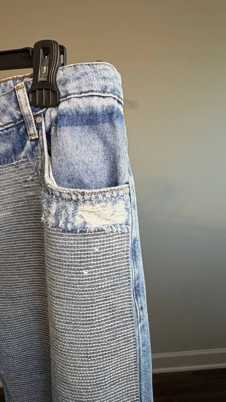 Guess Jill Sequin-Front Boyfriend Jeans Blue Glam 30x30 NWT $248