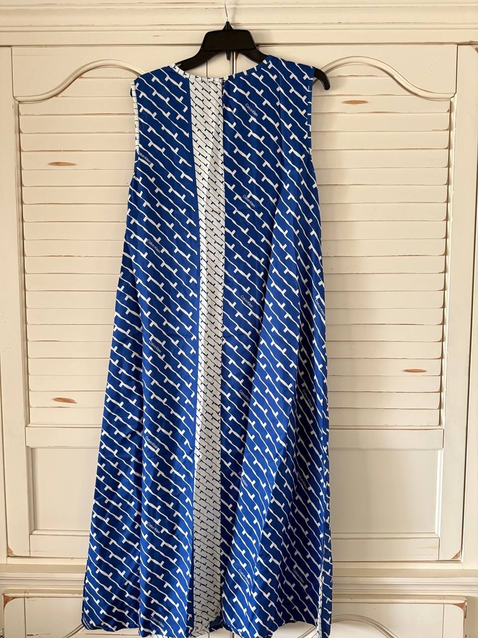 Calvin Klein Printed Color-Block Sleeveless Dress Blue White Size XL NWT $179 –