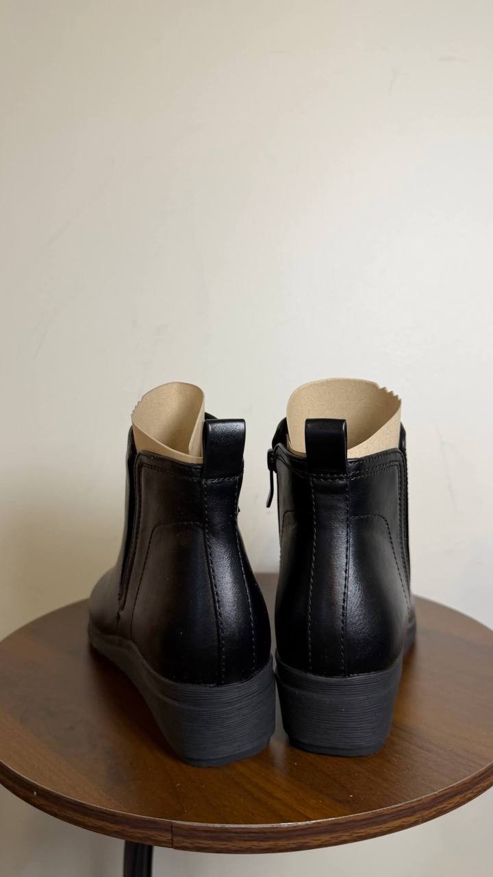 Easy Spirit Yuna Round Toe Wedge Booties Black Women’s 9M NWOB $99