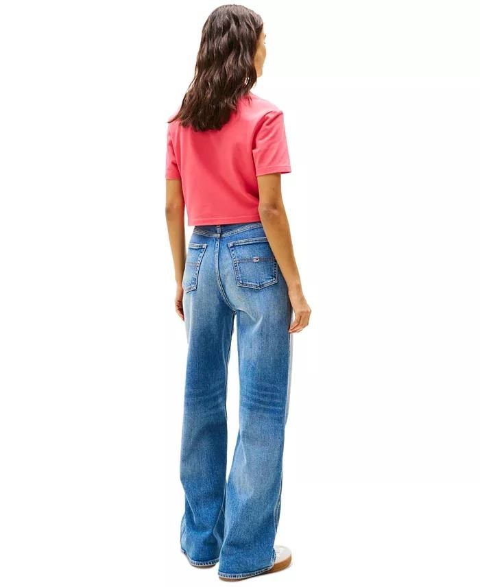 Tommy Jeans Women’s Crop Badge Short‑Sleeve Polo Top – Size XL – NWT – $49.50