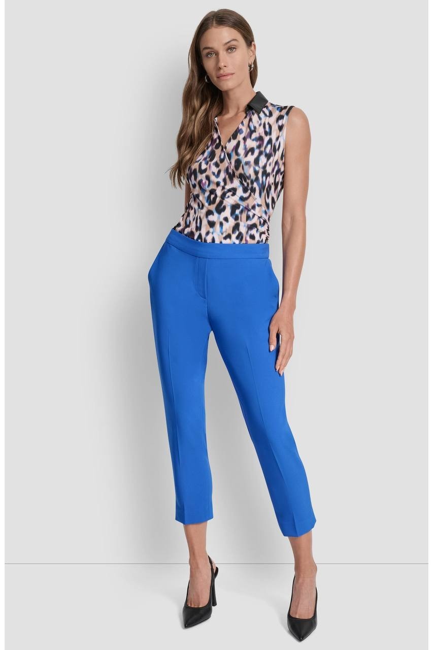 DKNY Straight Leg Ankle Crop Pants Cadet Blue 4 NWT $99