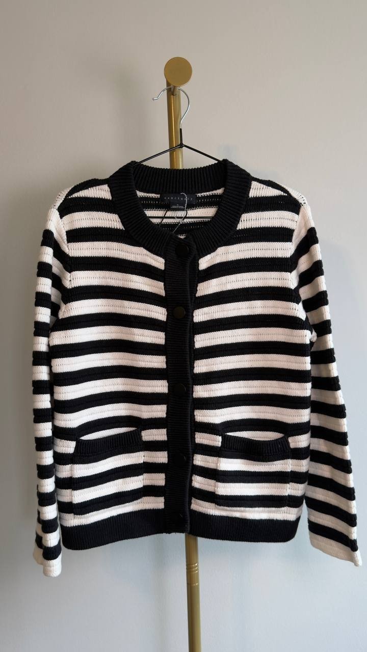 Sanctuary Knitted Lady Jacket White/Black Stripe S NWT $99